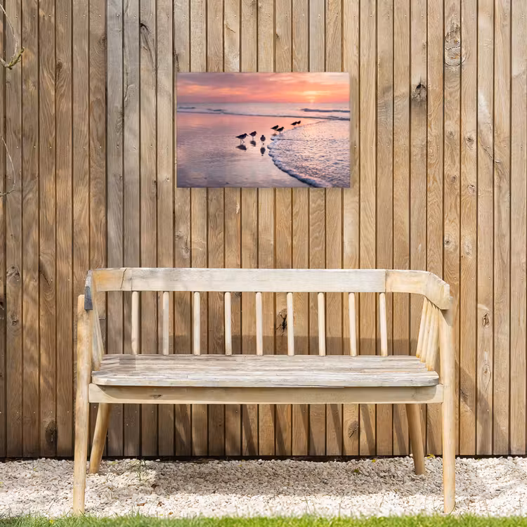 Meeuwen - Strand - Zee - Roze Tuinposter op houten frame 2 cm dik klein -sfeer4