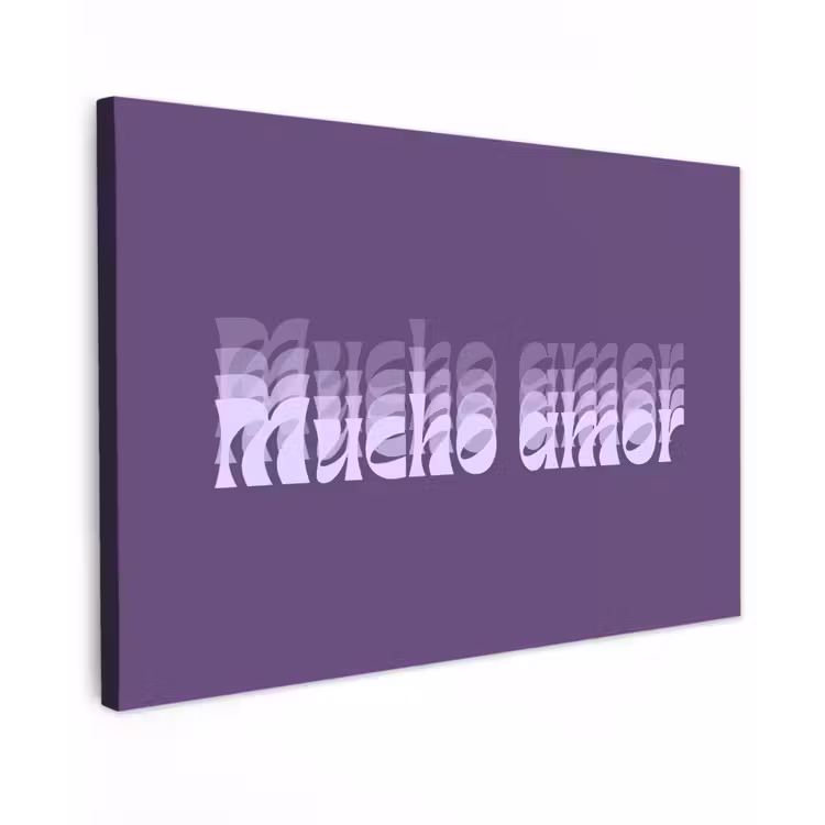 Mucho amor - Paars - Grafisch Tuinposter op houten frame 2 cm dik klein -3d