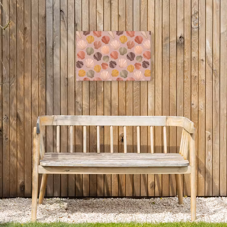 Schelp - Patroon - Zee - Aquarel - Aardetinten Tuinposter op houten frame 2 cm dik klein -sfeer4