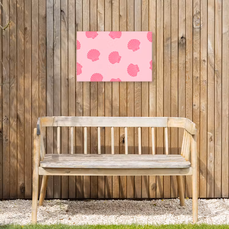 Schelp - Patroon - Zee - Modern - Roze Tuinposter op houten frame 2 cm dik klein -sfeer4