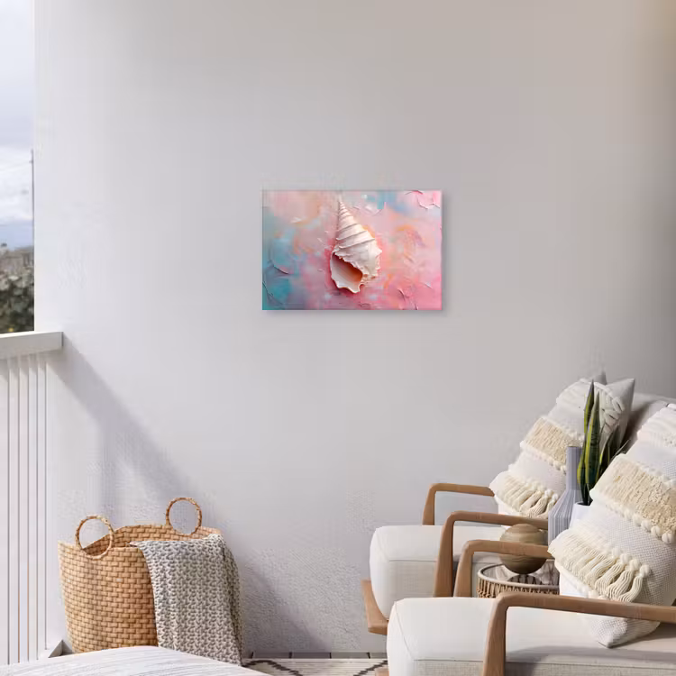 Schelp - Pastel - Pink Tuinposter op houten frame 2 cm dik klein -sfeer1