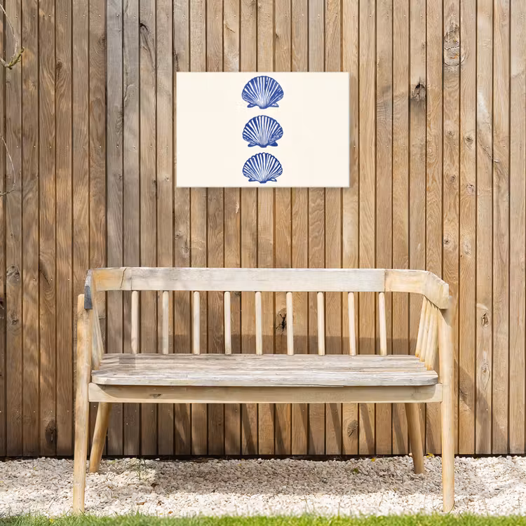 Schelpen - Blauw - Patroon Tuinposter op houten frame 2 cm dik klein -sfeer4