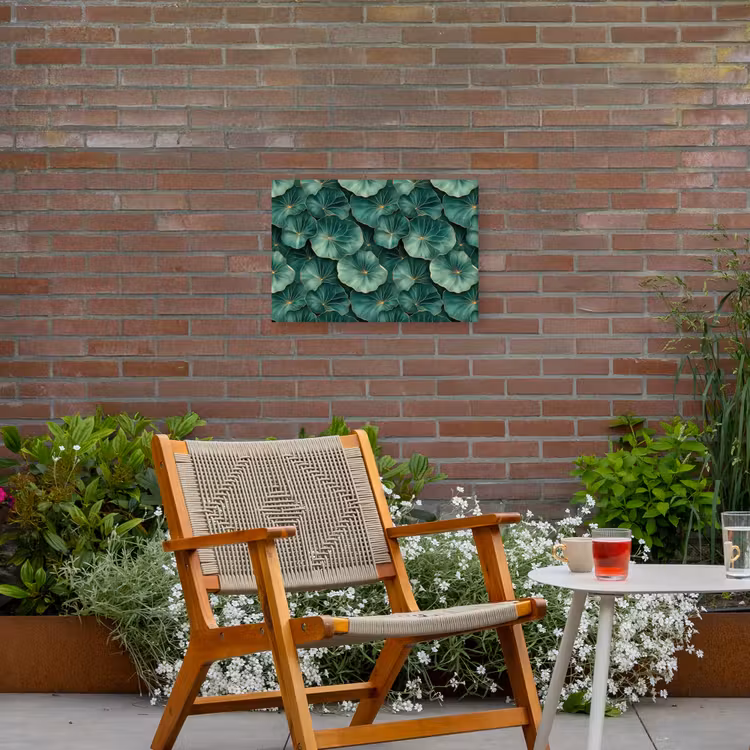 Patroon - Bladeren - Groen Tuinposter op houten frame 2 cm dik klein 845 -sfeer3