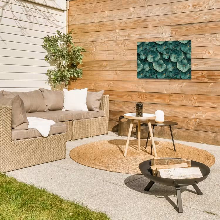 Patroon - Bladeren - Groen Tuinposter op houten frame 2 cm dik klein 845 -sfeer2