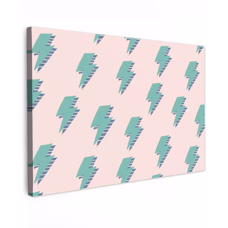 Patroon - Bliksem - Roze - Groen Tuinposter op houten frame 2 cm dik klein 845 -3d
