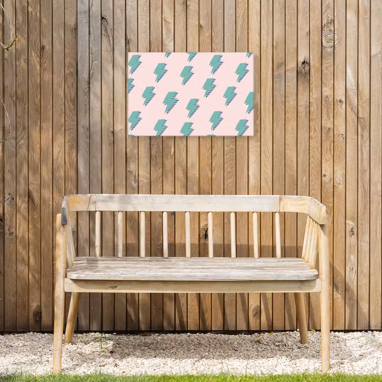Patroon - Bliksem - Roze - Groen Tuinposter op houten frame 2 cm dik klein 845 -sfeer4