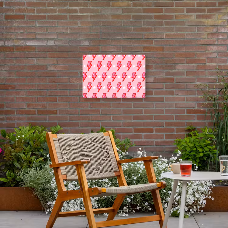 Patroon - Bliksem - Ster - Glitter - Roze Tuinposter op houten frame 2 cm dik klein -sfeer3