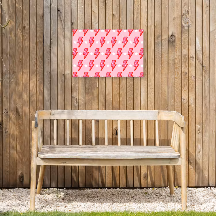 Patroon - Bliksem - Ster - Glitter - Roze Tuinposter op houten frame 2 cm dik klein -sfeer4