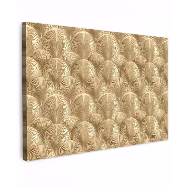 Patroon - Waaier -  Goud Tuinposter op houten frame 2 cm dik klein 845 -3d