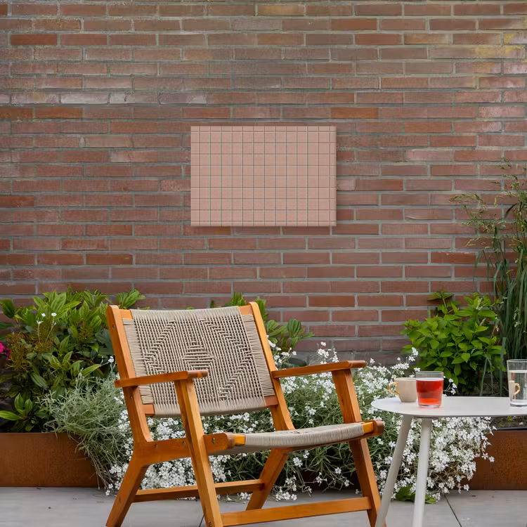 Patroon - Tegel - Oudroze Tuinposter op houten frame 2 cm dik klein 845 -sfeer3