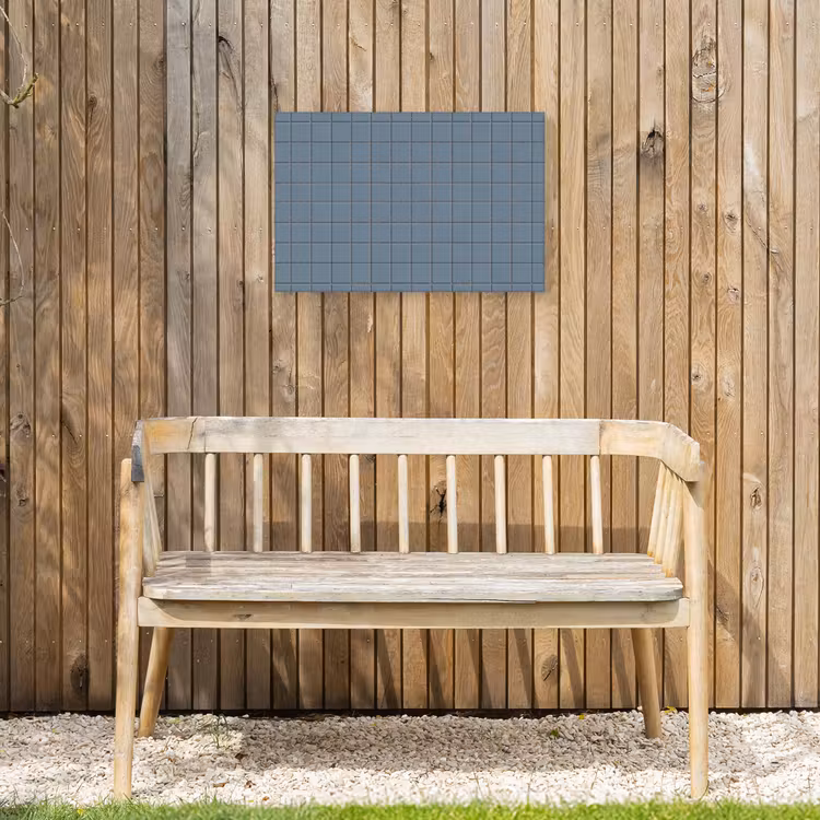Patroon - Tegel - Blauwgrijs Tuinposter op houten frame 2 cm dik klein 845 -sfeer4