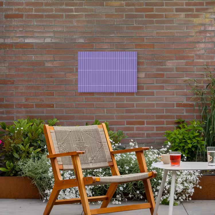 Patroon - Tegel - Lila Tuinposter op houten frame 2 cm dik klein 845 -sfeer3