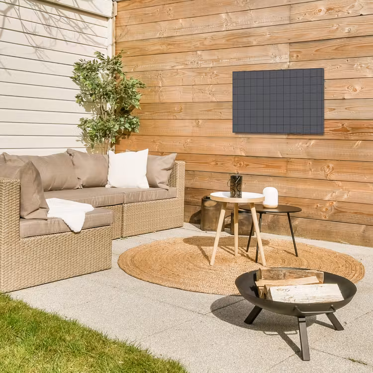Patroon - Tegel - Grafiet - Grijs Tuinposter op houten frame 2 cm dik klein 845 -sfeer2