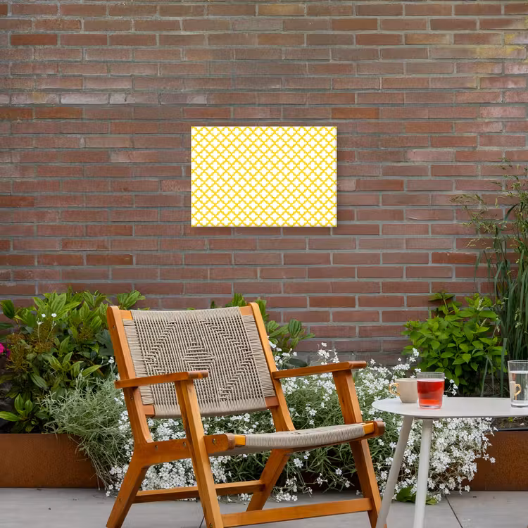Patroon - Geometrisch - Klassiek - Geel Tuinposter op houten frame 2 cm dik klein 845 -sfeer3