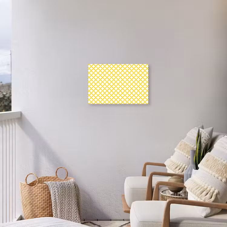 Patroon - Geometrisch - Klassiek - Geel Tuinposter op houten frame 2 cm dik klein 845 -sfeer1