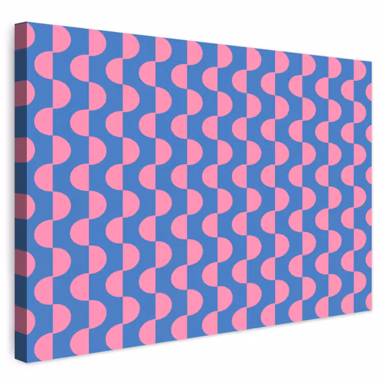 Patroon - Halve cirkels - Abstract - Modern - Roze - Blauw Tuinposter op houten frame 2 cm dik klein -3d