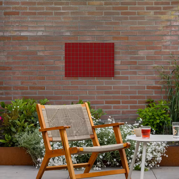 Patroon - Tegels - Burgundy Tuinposter op houten frame 2 cm dik klein 845 -sfeer3