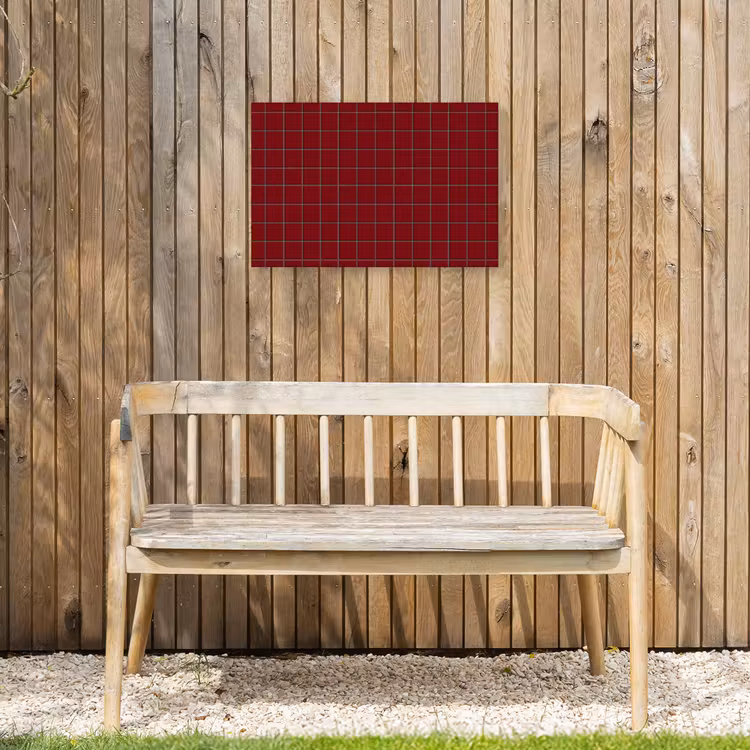 Patroon - Tegels - Burgundy Tuinposter op houten frame 2 cm dik klein 845 -sfeer4