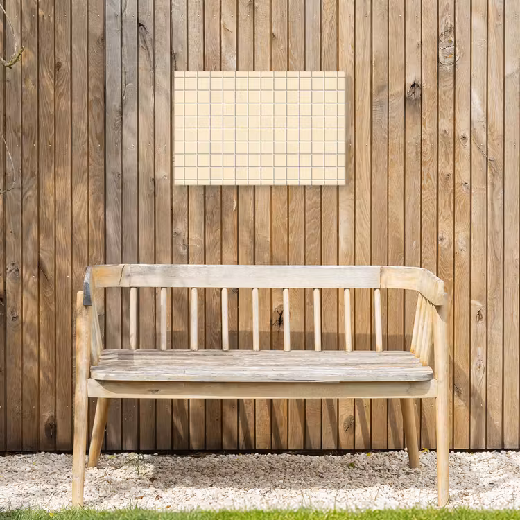 Patroon - Tegels - Gebroken - Wit Tuinposter op houten frame 2 cm dik klein 845 -sfeer4