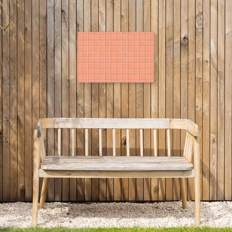 Patroon - Tegels - Perzik Tuinposter op houten frame 2 cm dik klein 845 -sfeer4