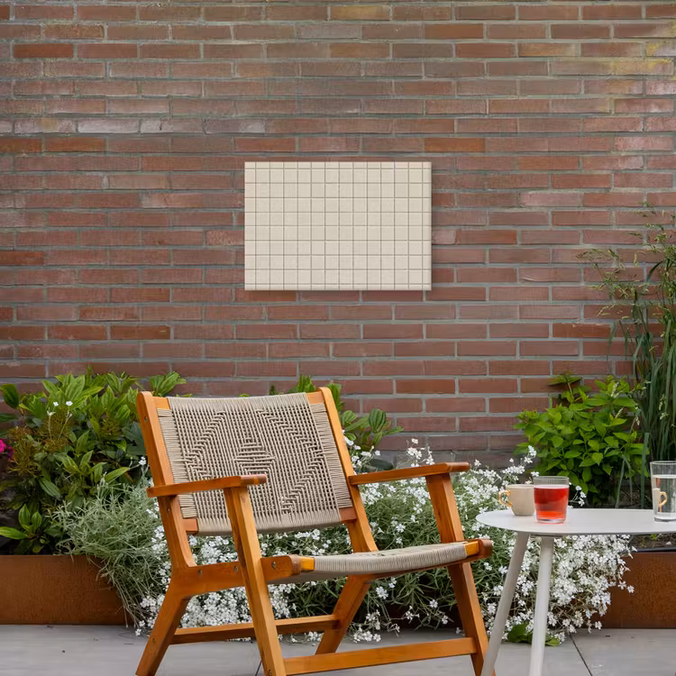 Patroon - Tegels - Taupe Tuinposter op houten frame 2 cm dik klein 845 -sfeer3
