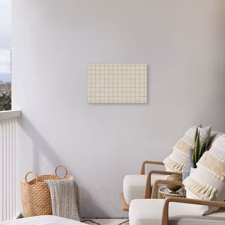 Patroon - Tegels - Taupe Tuinposter op houten frame 2 cm dik klein 845 -sfeer1