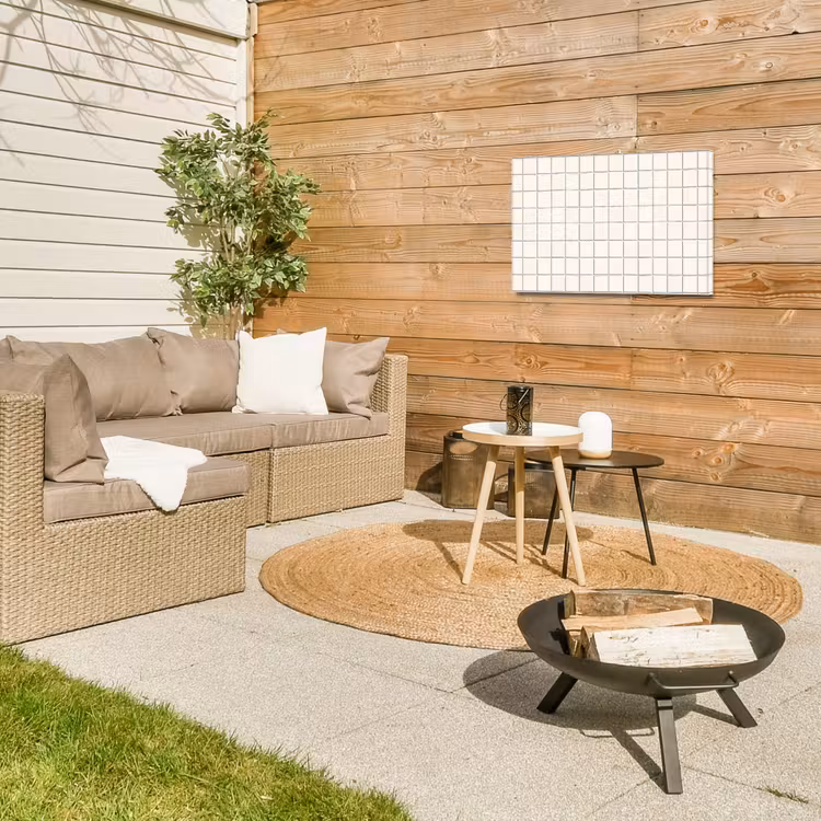 Patroon - Tegels - Wit Tuinposter op houten frame 2 cm dik klein 845 -sfeer2