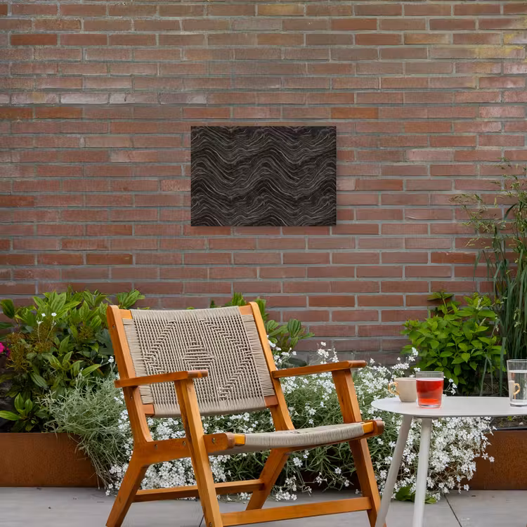 Patroon - Contrast - Antraciet Tuinposter op houten frame 2 cm dik klein 845 -sfeer3