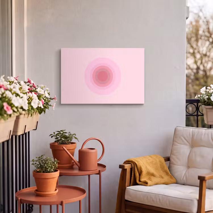 Patroon - Cirkels - Abstract - Roze - Modern Tuinposter op houten frame 2 cm dik klein -sfeer1