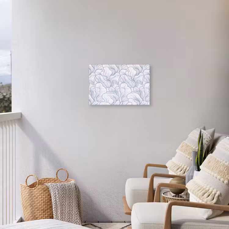 Patroon - Lijnen - Organisch - Abstract - Blauw Tuinposter op houten frame 2 cm dik klein -sfeer1