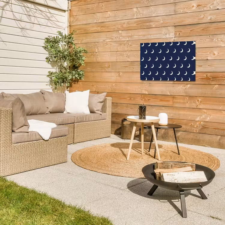 Patroon - Manen - Blauw Tuinposter op houten frame 2 cm dik klein 845 -sfeer2