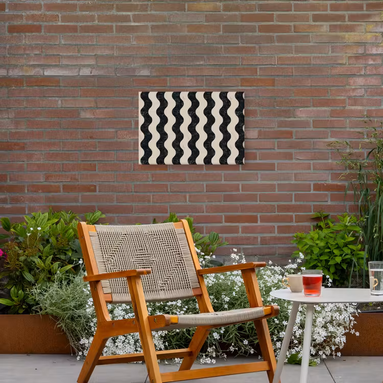 Patroon - Marmer - Groen - Cremé Tuinposter op houten frame 2 cm dik klein 845 -sfeer3