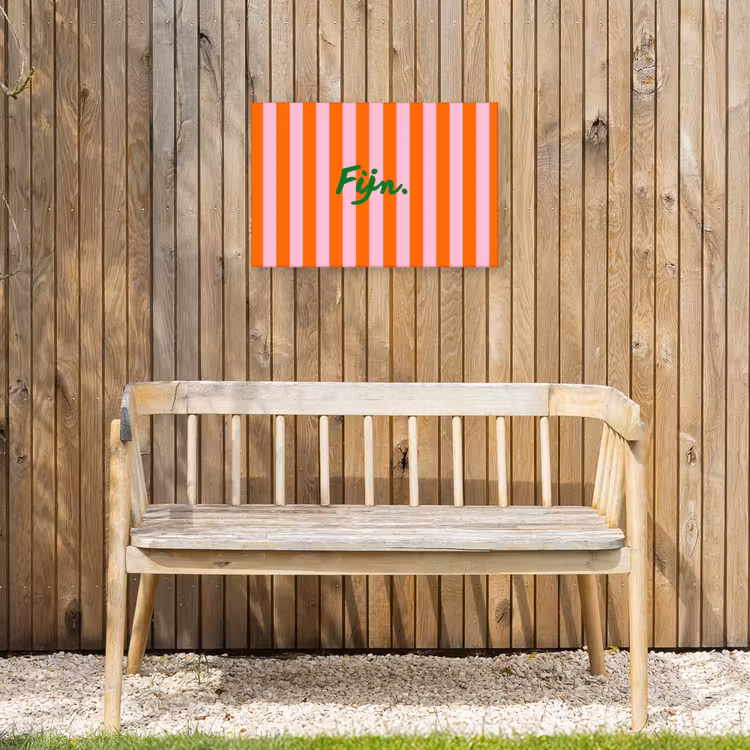 Patroon - Oranje - Fijn - Strepen Tuinposter op houten frame 2 cm dik klein -sfeer4