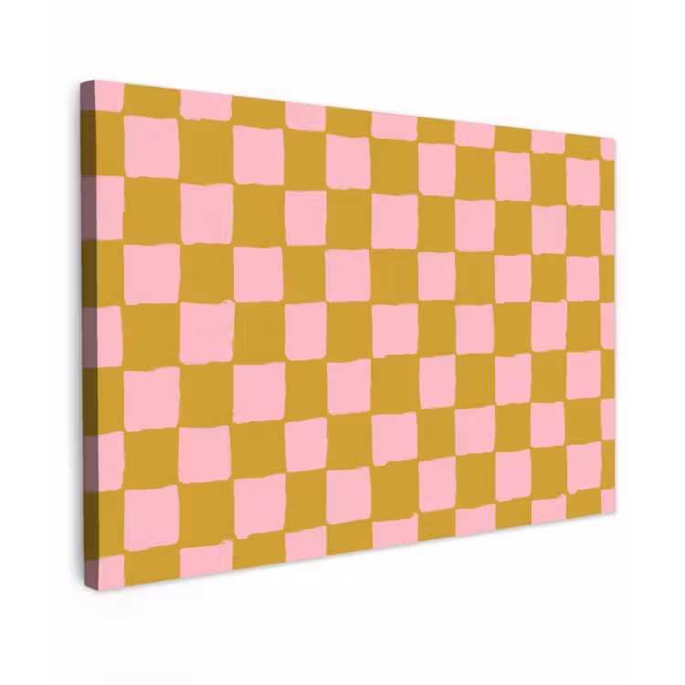 Patroon - Vierkant - Roze Tuinposter op houten frame 2 cm dik klein 845 -3d