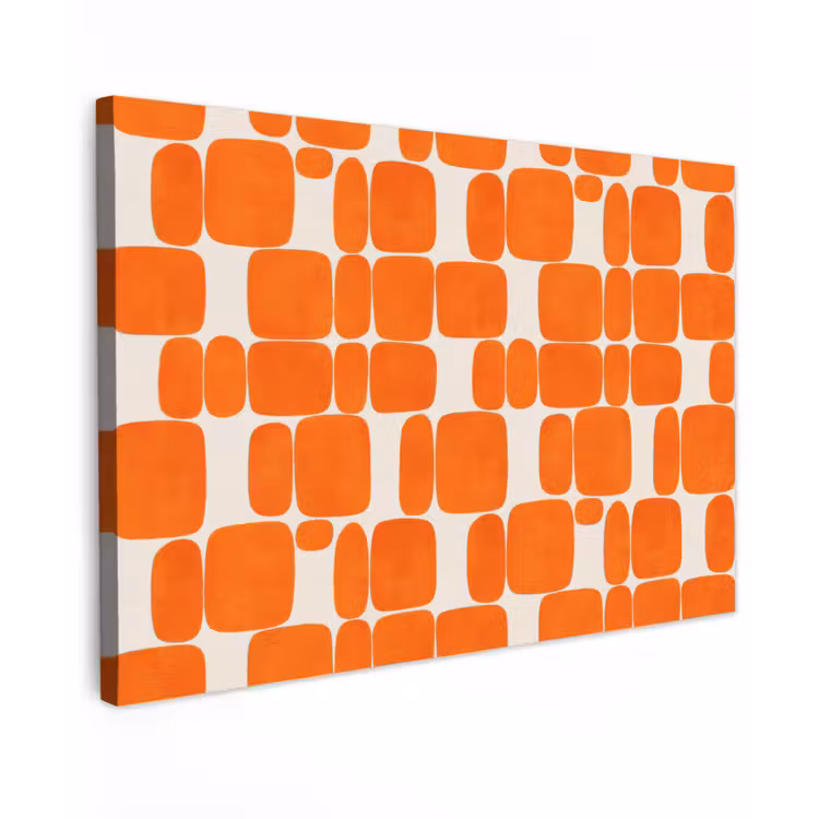 Patroon - Retro - Oranje Tuinposter op houten frame 2 cm dik klein 845 -3d
