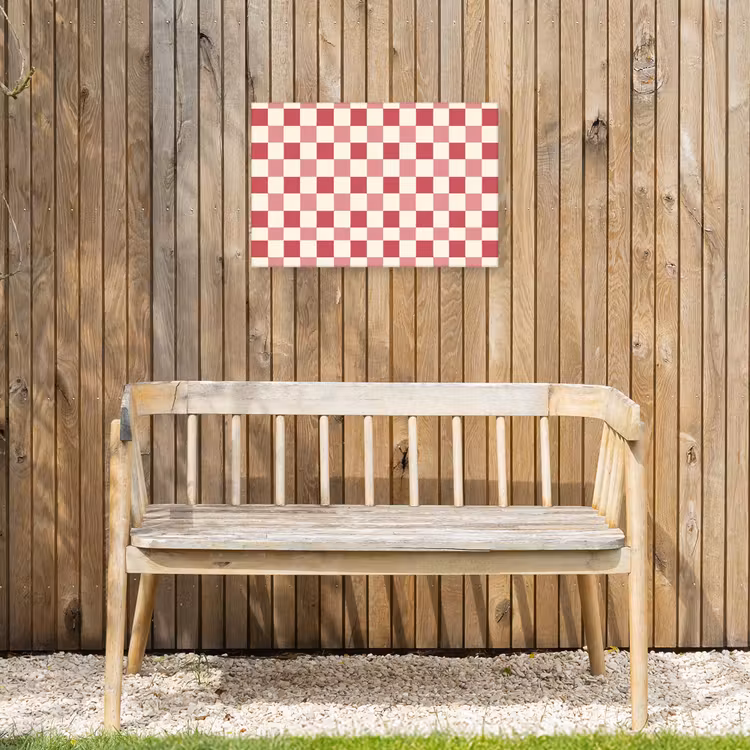 Patroon - Schaak - Roze Tuinposter op houten frame 2 cm dik klein 845 -sfeer4