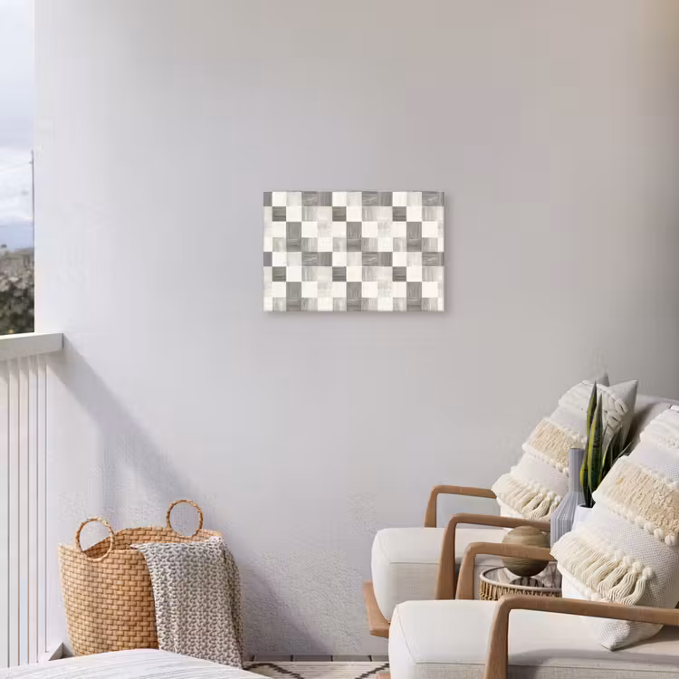 Patroon - Dambord - Houtnerf Tuinposter op houten frame 2 cm dik klein 845 -sfeer1