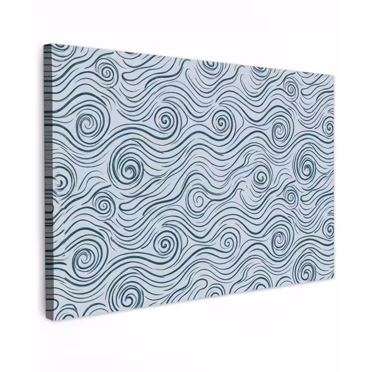 Patroon - Golven - Abstract - Modern - Blauw Tuinposter op houten frame 2 cm dik klein -3d