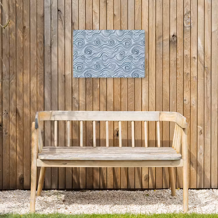 Patroon - Golven - Abstract - Modern - Blauw Tuinposter op houten frame 2 cm dik klein -sfeer4
