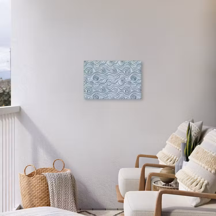 Patroon - Golven - Abstract - Modern - Blauw Tuinposter op houten frame 2 cm dik klein -sfeer1