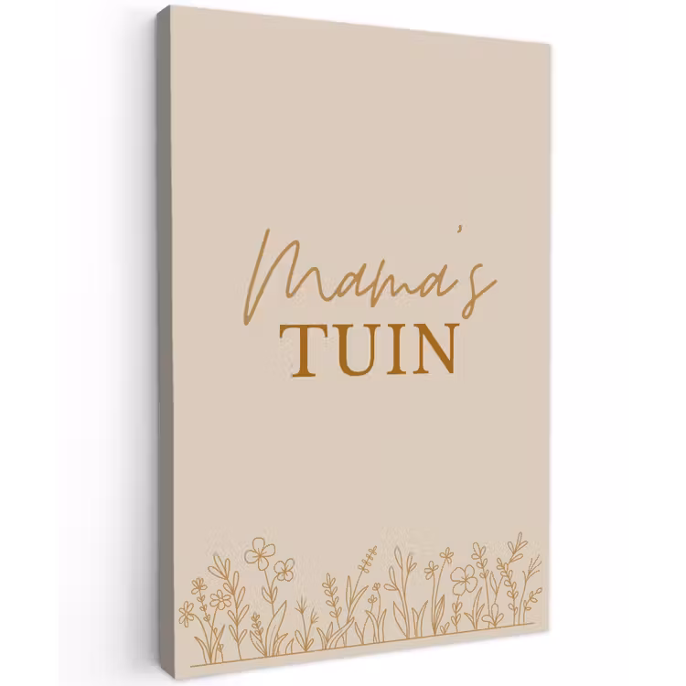 Mama's Tuin met bloemen Tuinposter op houten frame 2 cm dik klein -3d