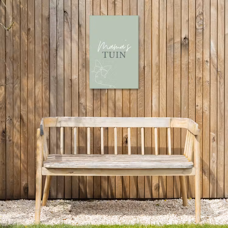 Mama's Tuin met Vlinder Tuinposter op houten frame 2 cm dik klein -sfeer4