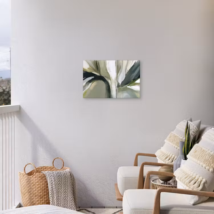 Natuur - Abstract - Groen - Penseelstreken Tuinposter op houten frame 2 cm dik klein -sfeer1