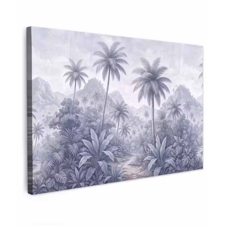 Natuur - Boom - Tropisch - Landschap - Blauw Tuinposter op houten frame 2 cm dik klein -3d