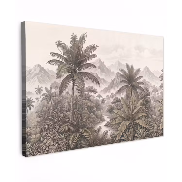 Natuur - Bergen - Rivier - Tropisch - Vintage Tuinposter op houten frame 2 cm dik klein -3d