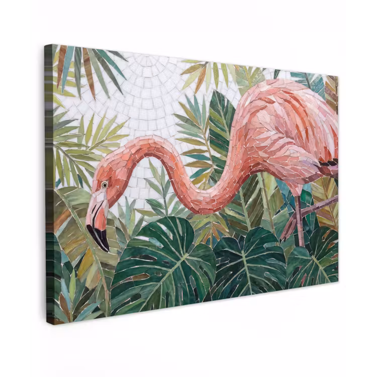 Natuur - Bladeren - Abstract - Groen - Vogel Tuinposter op houten frame 2 cm dik klein -3d