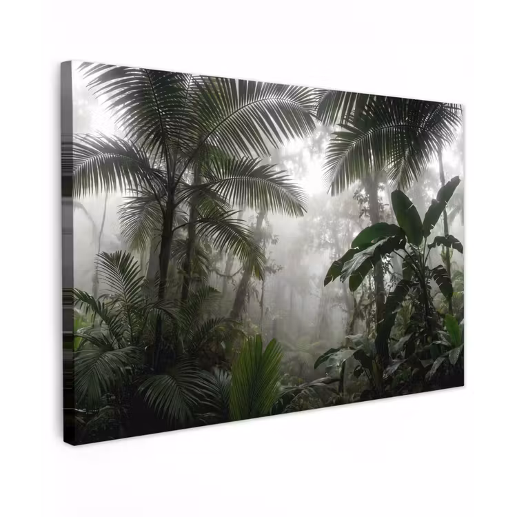 Natuur - Jungle - Mist - Groen - Bladeren Tuinposter op houten frame 2 cm dik klein -3d
