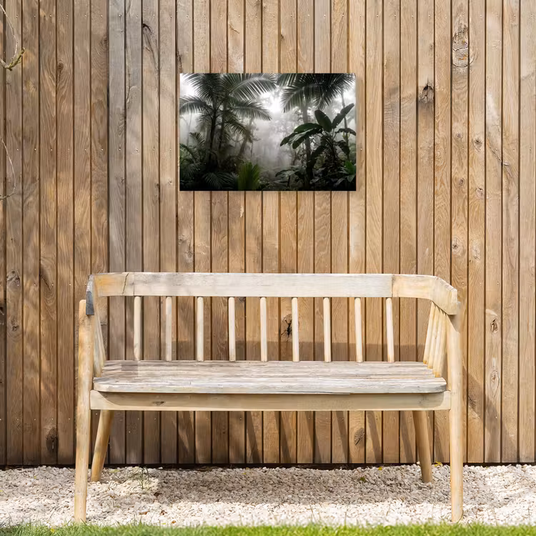 Natuur - Jungle - Mist - Groen - Bladeren Tuinposter op houten frame 2 cm dik klein -sfeer4