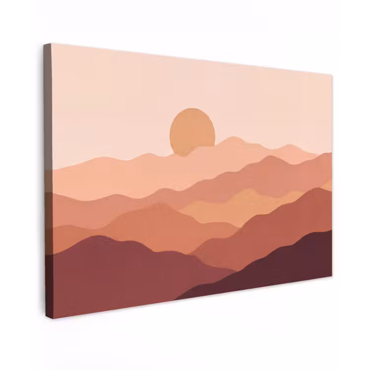 Natuur - Heuvels - Abstract - Modern - Oranje Tuinposter op houten frame 2 cm dik klein -3d