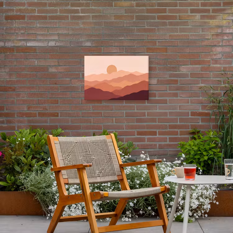 Natuur - Heuvels - Abstract - Modern - Oranje Tuinposter op houten frame 2 cm dik klein -sfeer3